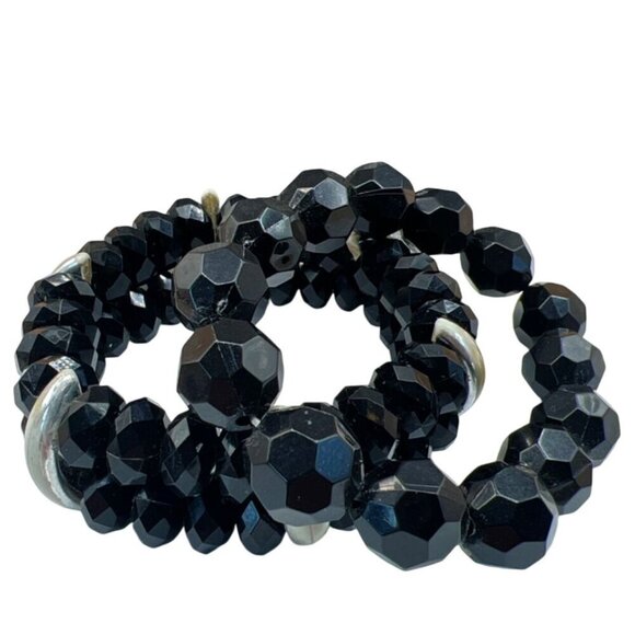 Black Beaded Necklace & Bracelet Set.  C3 - Picture 3 of 14